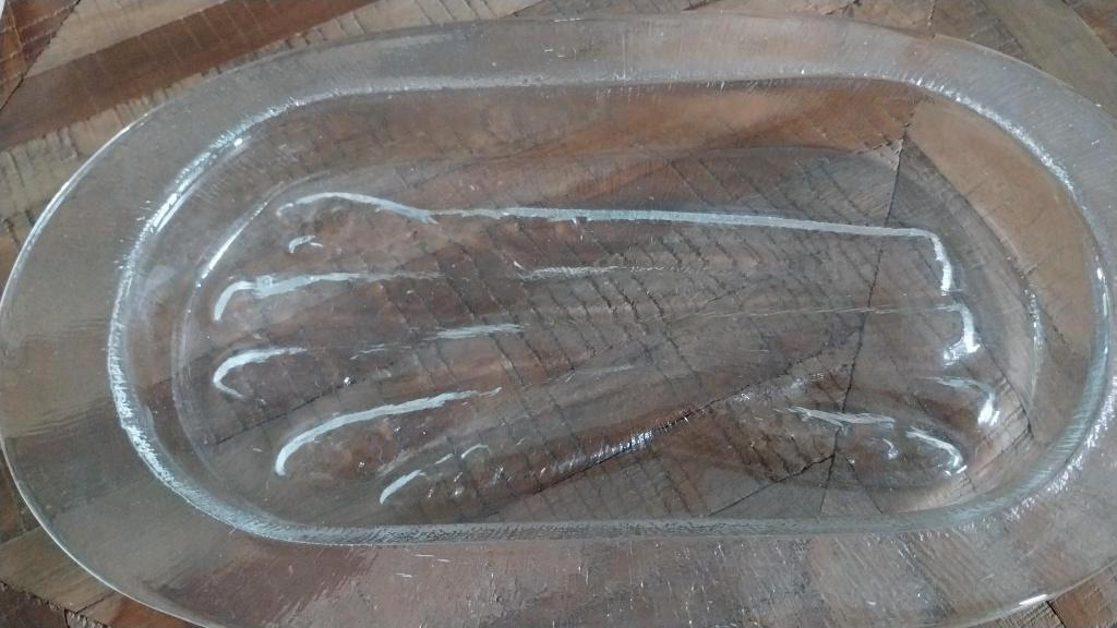 Vintage glazen aspergeschaal, Ophalen, Glas of Glazen, Overige stijlen, Glas