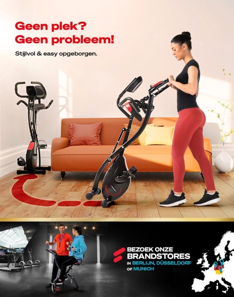 Sportstech Hometrainer X150 | 2-in-1 ligfiets | opklapbaar, Ophalen, Zo goed als nieuw, Buik, Hometrainer