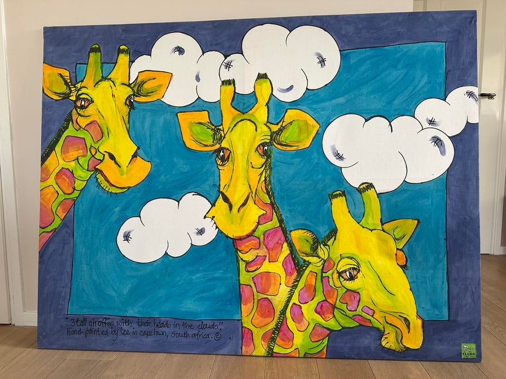 Kunst doek met giraffen uit Afrika, Ophalen