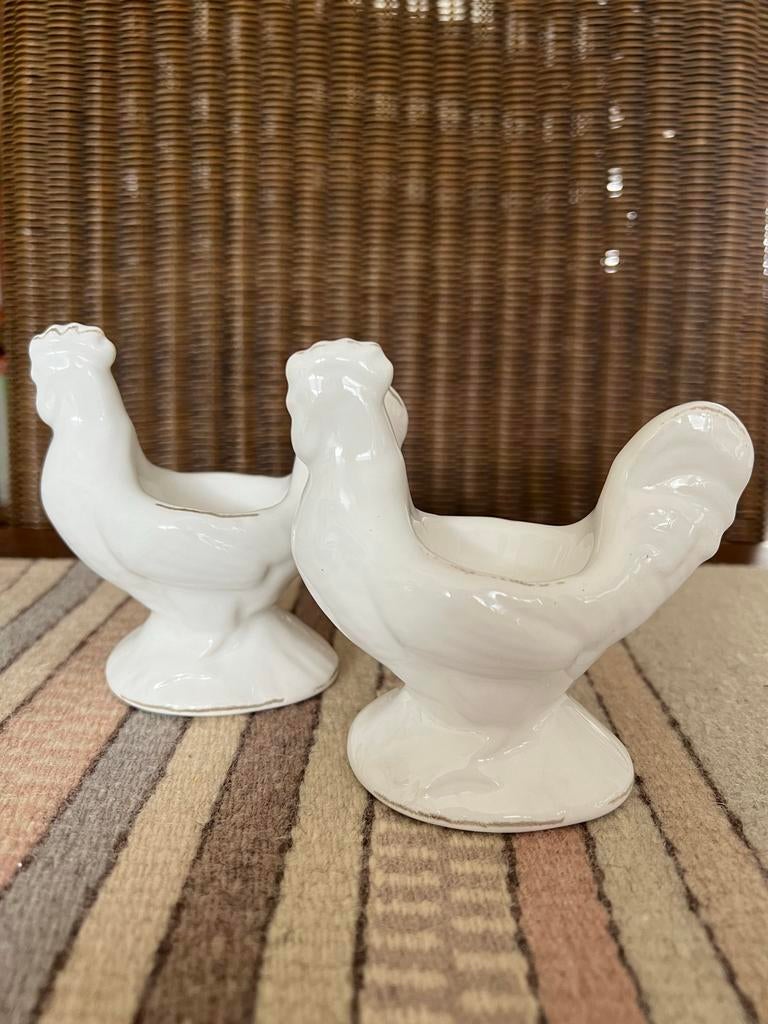 2 eierdopjes/ kip-hen-haan/ Italiaans servies, Ophalen of Verzenden, Gebruikt