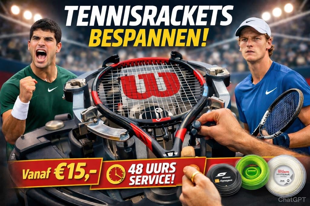 Tennisracket bespannen- nieuwe bespanning, Sport en Fitness, Tennis, Ophalen, Nieuw, Overige typen, Overige merken