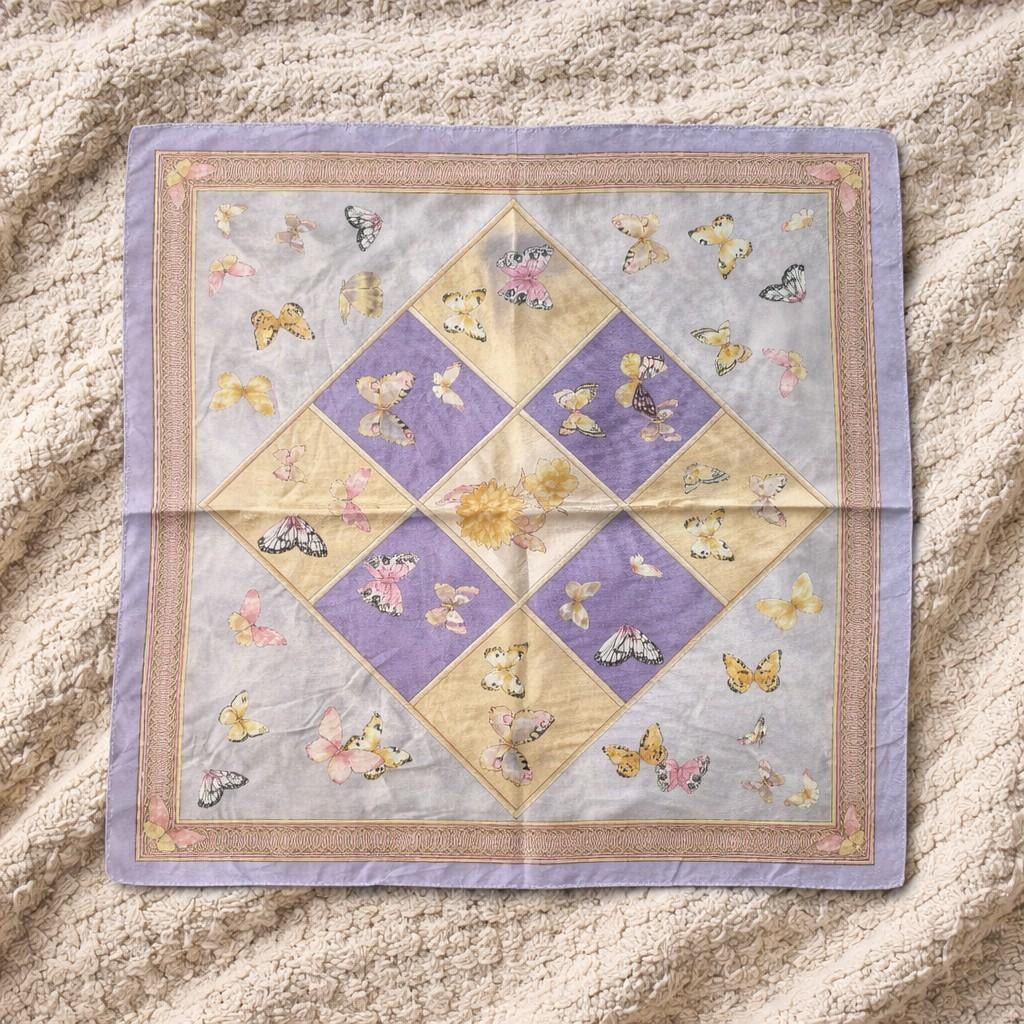 Vintage twilly sjaal Lila Crème 50x50cm, Maat 42/44 (L), Nieuw, Ophalen of Verzenden, Vintage