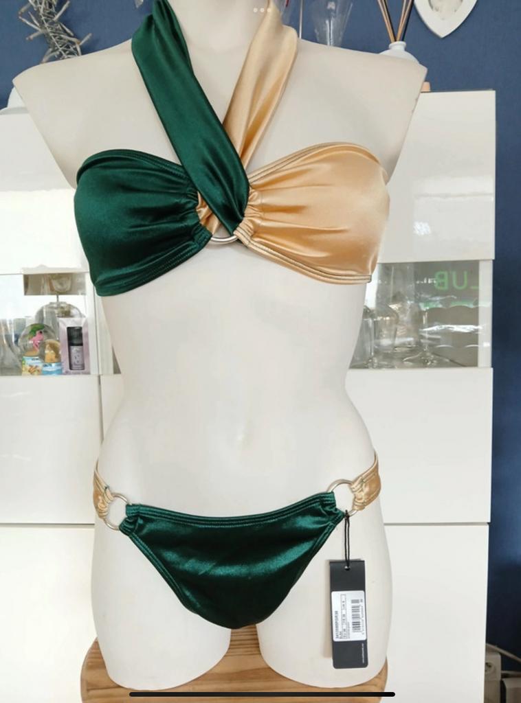 Andres Sarda groen en champagne bikini - 36/38, Kleding | Dames, Badmode en Zwemkleding, Nieuw, Ophalen of Verzenden, Bikini, Andres Sarda