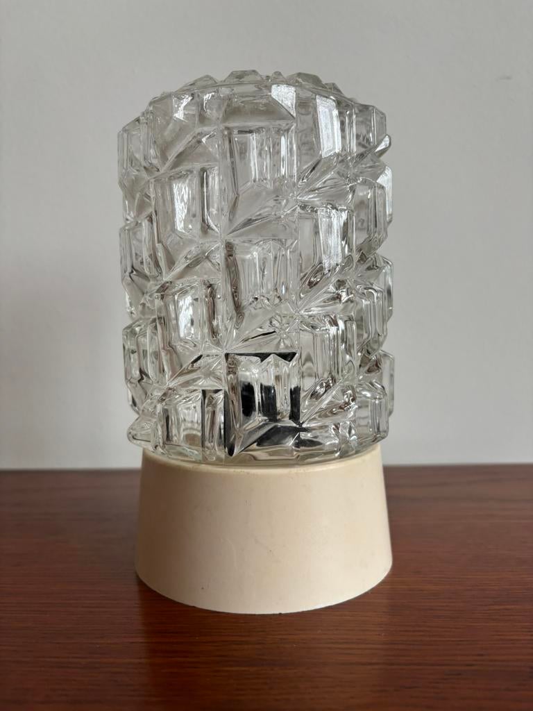 Vintage plafonniere glas retro lamp lampen, Ophalen of Verzenden, Gebruikt, Glas, Vintage