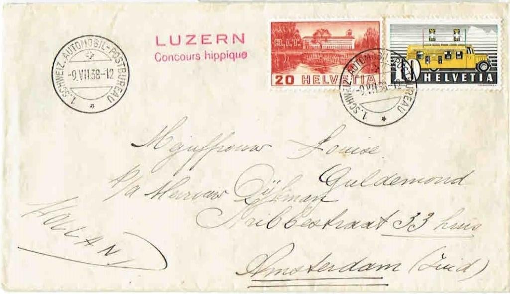 Zwitserland 1938 D56 Stempel Rijdend Postkantoor auto, Verzenden, Envelop