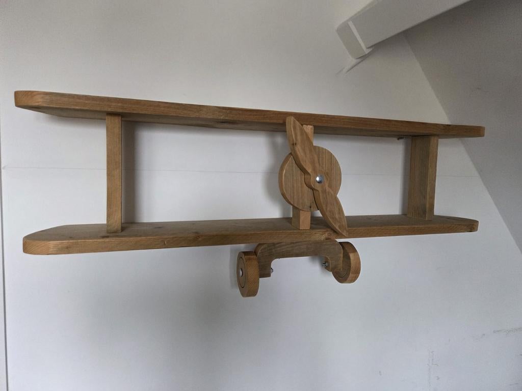 Vliegtuig wandplank (steigerhout) & lamp, Ophalen, Gebruikt