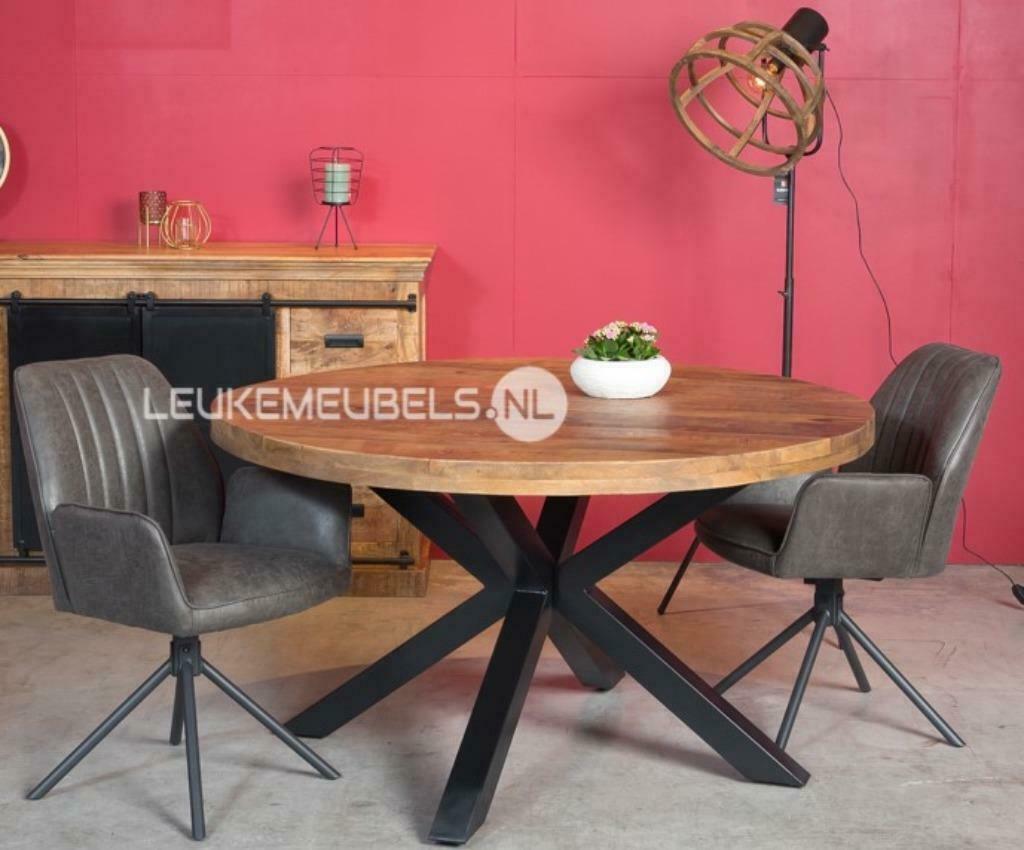 Mangohouten  eettafel Emma, rond en ovaal uit VOORRAAD !!, Huis en Inrichting, Tafels | Eettafels, Overige houtsoorten, Rond, Nieuw