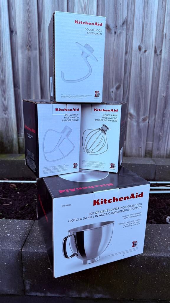 KitchenAid set 4.8L – Kom + Garde + Menghaak + Kneedhaak, Ophalen, Zo goed als nieuw