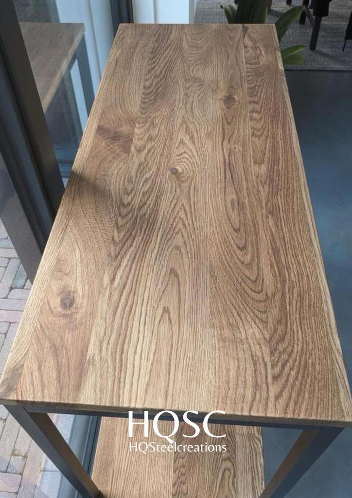 Foto 4 van Nieuwe side table op maat gemaakt met eiken hout poedercoat