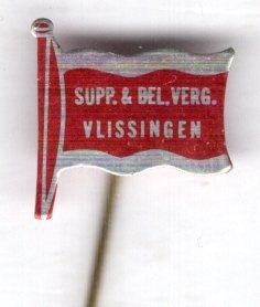 Supp & Belangen verg Vlissingen blik voetbal speldje( Z_176), Ophalen of Verzenden, Zo goed als nieuw, Sport, Speldje of Pin