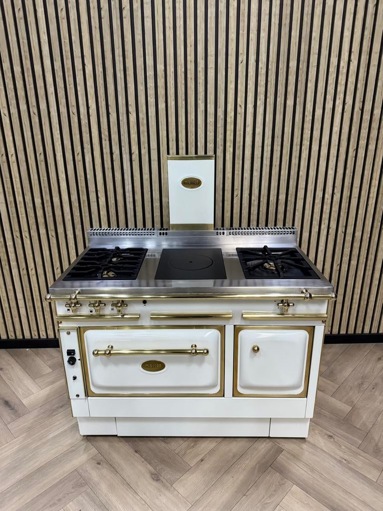 Luxe Fornuis Morice 120cm crème + Gasoven & Warmhoudkast