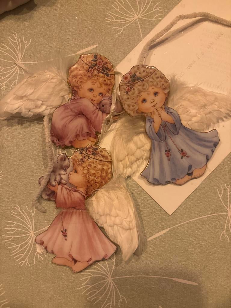 Vintage Hang Engelen Ornamenten, Huis en Inrichting, Woonaccessoires | Wanddecoraties, Ophalen of Verzenden, Gebruikt
