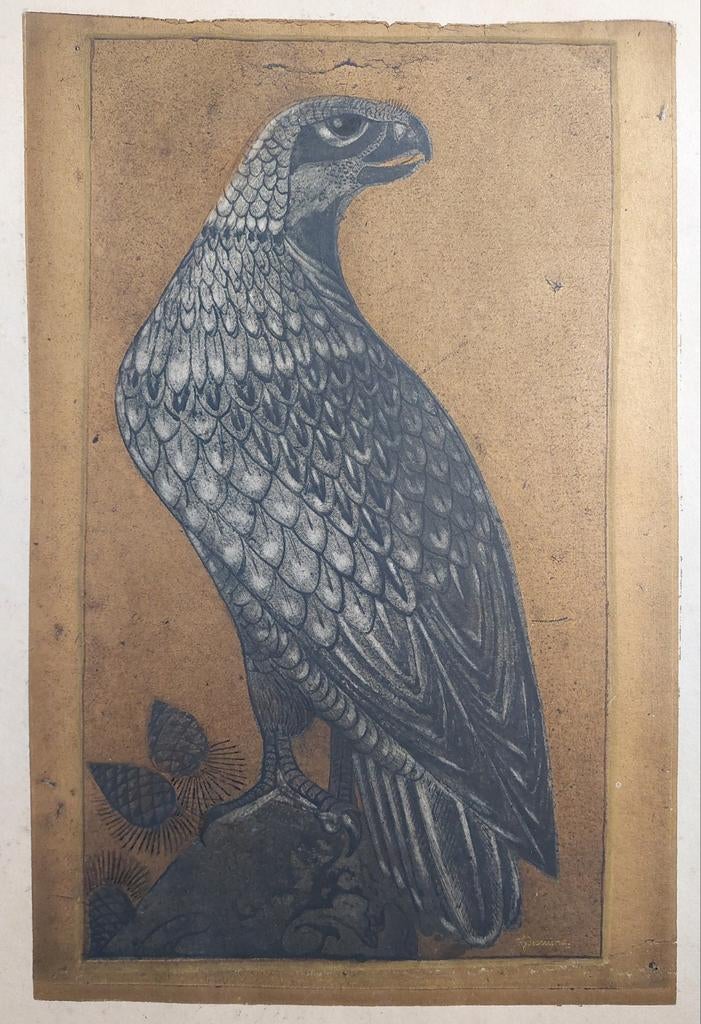 Theo Goedvriend ets Artdeco gesigneerd drukwerk kunstwerk, Ophalen of Verzenden