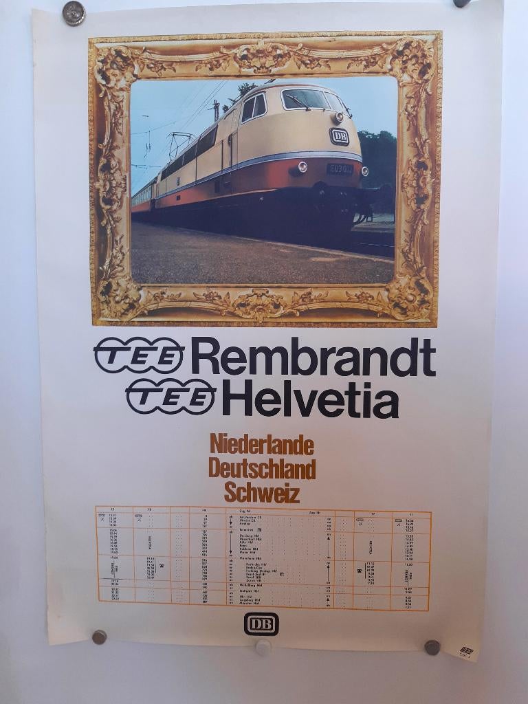 Originele poster TEE Trans Europ Express Rembrandt, Rechthoekig Staand, Ophalen of Verzenden, Zo goed als nieuw, A1 t/m A3