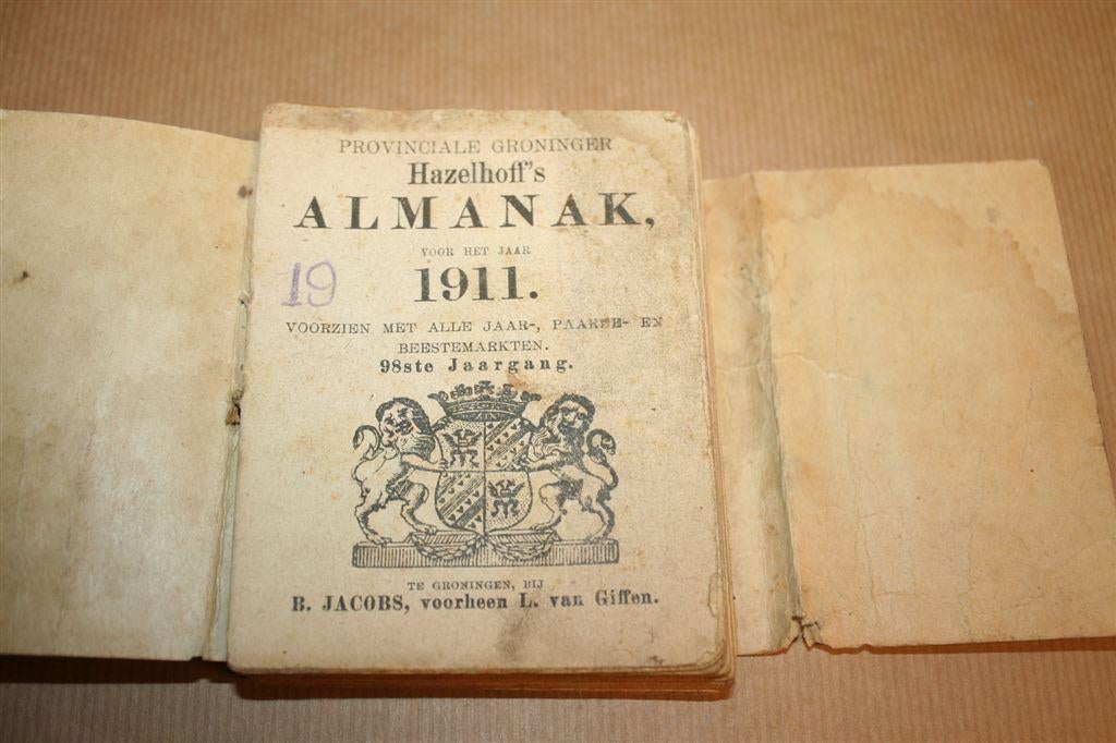 Hazelhoff's Provinciale Groninger Almanak - 1911 !!, Ophalen of Verzenden, Gelezen
