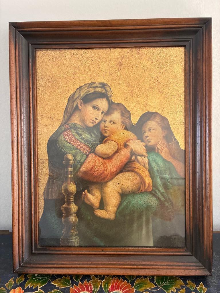 ingelijste religieuze print Madonna van de stoel, Ophalen of Verzenden