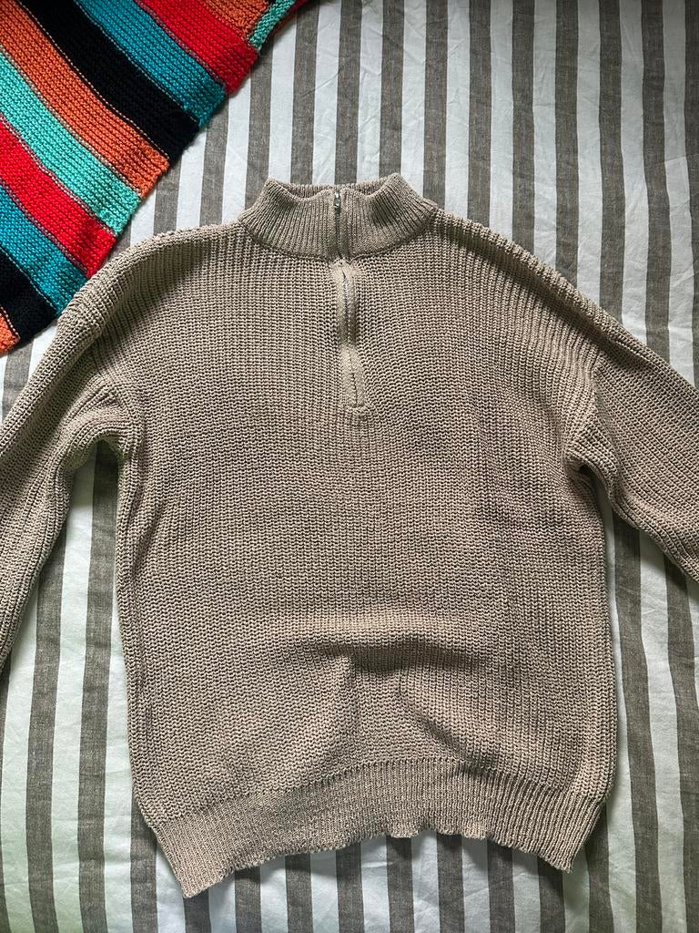 Quaterzip trui, Ophalen of Verzenden, Zo goed als nieuw, Maat 52/54 (L), Beige