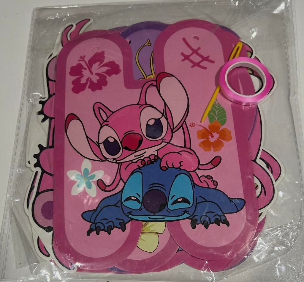 Stitch happy birthday banner/slinger Stitch thema versiering, Hobby en Vrije tijd, Feestartikelen, Ophalen of Verzenden, Nieuw