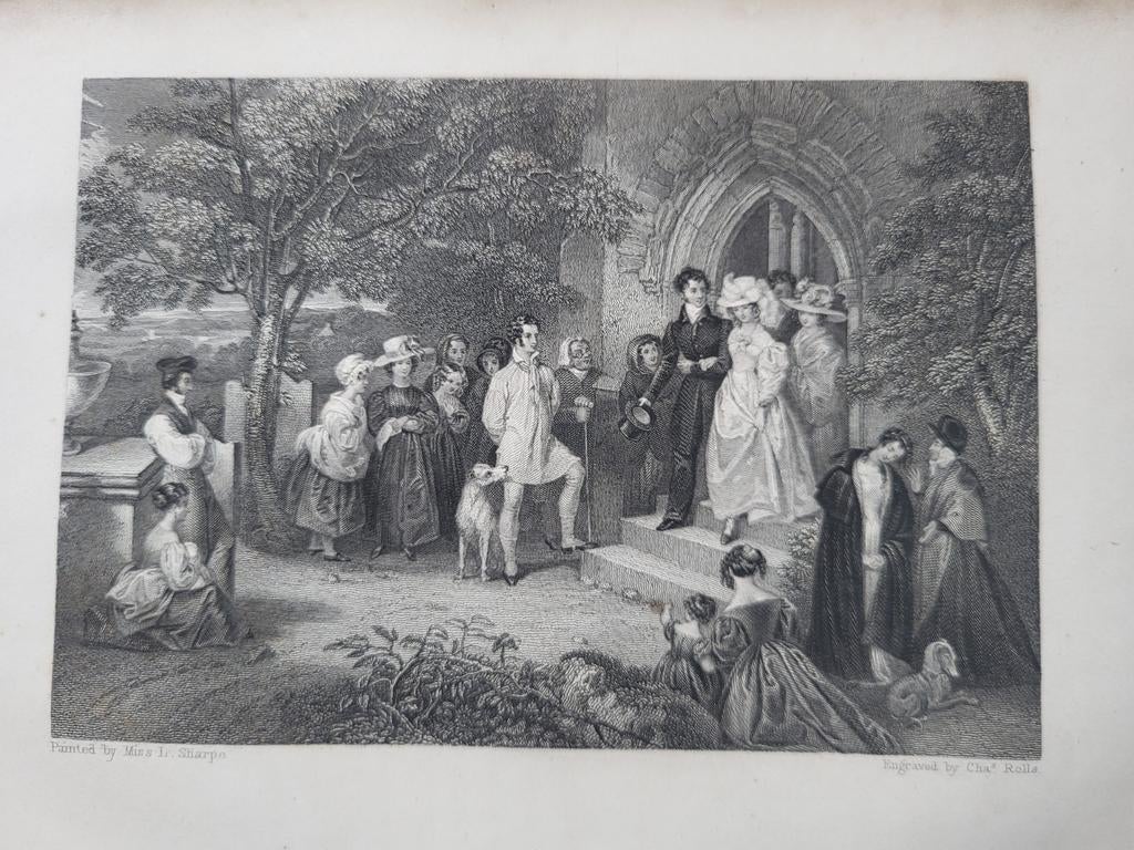 Staal gravure: Bruiloft van Miss Louise Sharpe, 1838, Antiek en Kunst, Ophalen of Verzenden