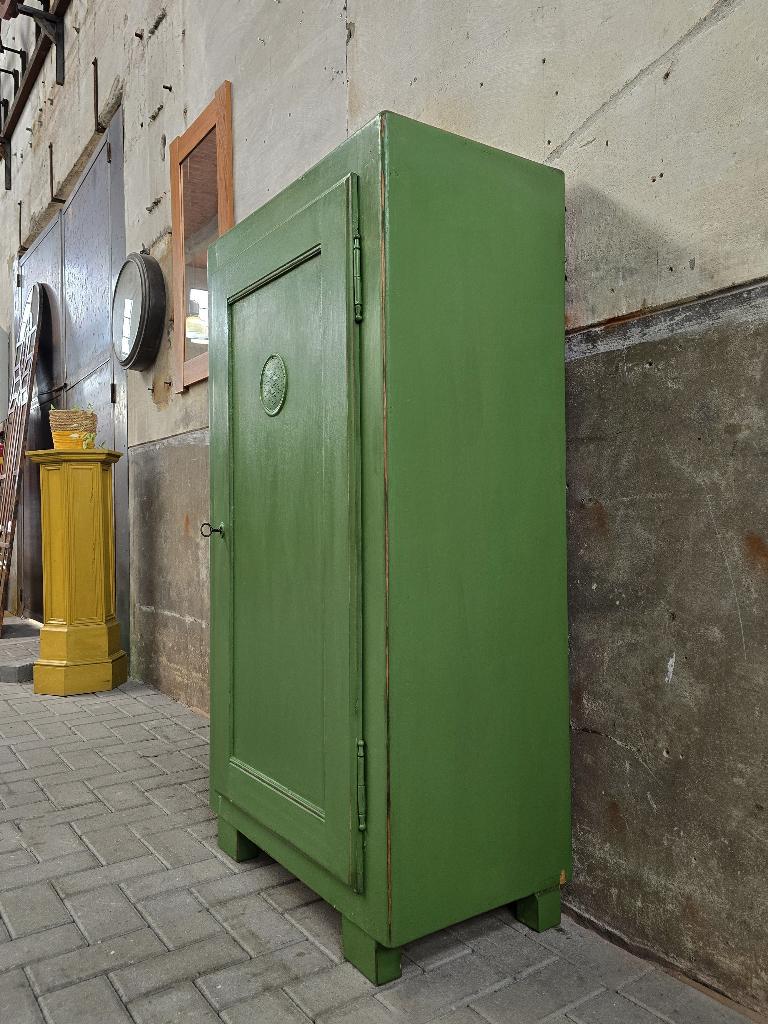 Vintage Groene Spekkast | Landelijke Houten Voorraad Kast, Ophalen of Verzenden, Gebruikt