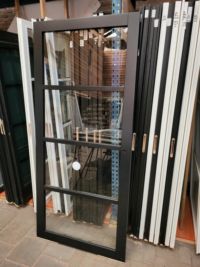 93x211,5cm Weekamp binnendeur opdek L Staal look zwart SL48, 80 tot 100 cm, ., Binnendeur, Nieuw