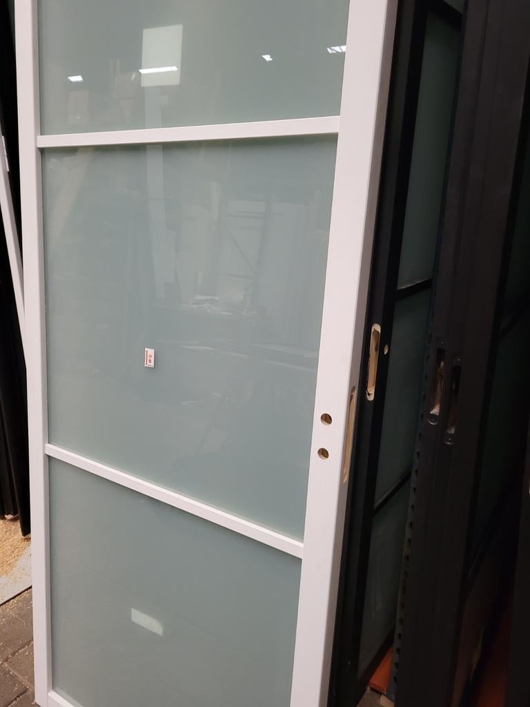 88x231,5cm binnendeur stomp Staal look wit mat glas SK4, Ophalen, 80 tot 100 cm, 215 cm of meer, Binnendeur