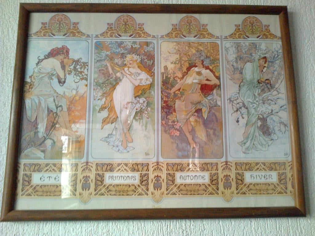 mucha lijst 83x65 d, Ophalen of Verzenden, Minder dan 50 cm, Schilderij, Minder dan 50 cm