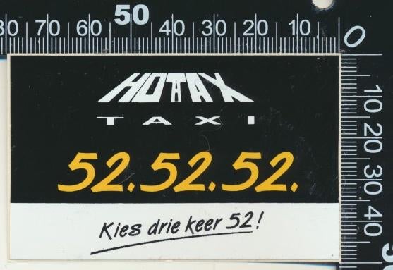 Sticker: Taxi Hotax (2), Verzamelen, Ophalen of Verzenden, Zo goed als nieuw, Bedrijf of Vereniging