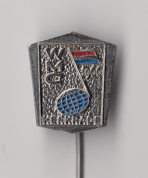 Kerkrade 1966 Wereld Muziek Concours WMC speldje, Verzamelen, Gebruikt, Niet vindbaar, Niet vindbaar, Speldje of Pin