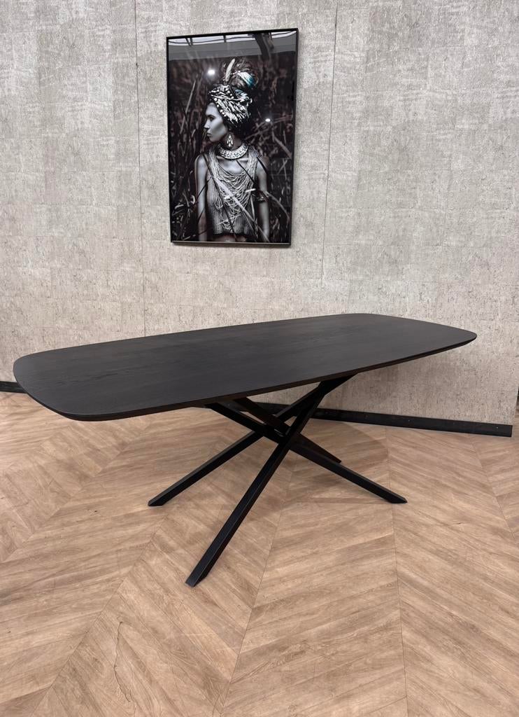 Eettafel eiken Deens ovaal night glow 215x100 *nieuw, Huis en Inrichting, Tafels | Eettafels, Firma Hout en Staal, Eikenhout, Vijf personen of meer
