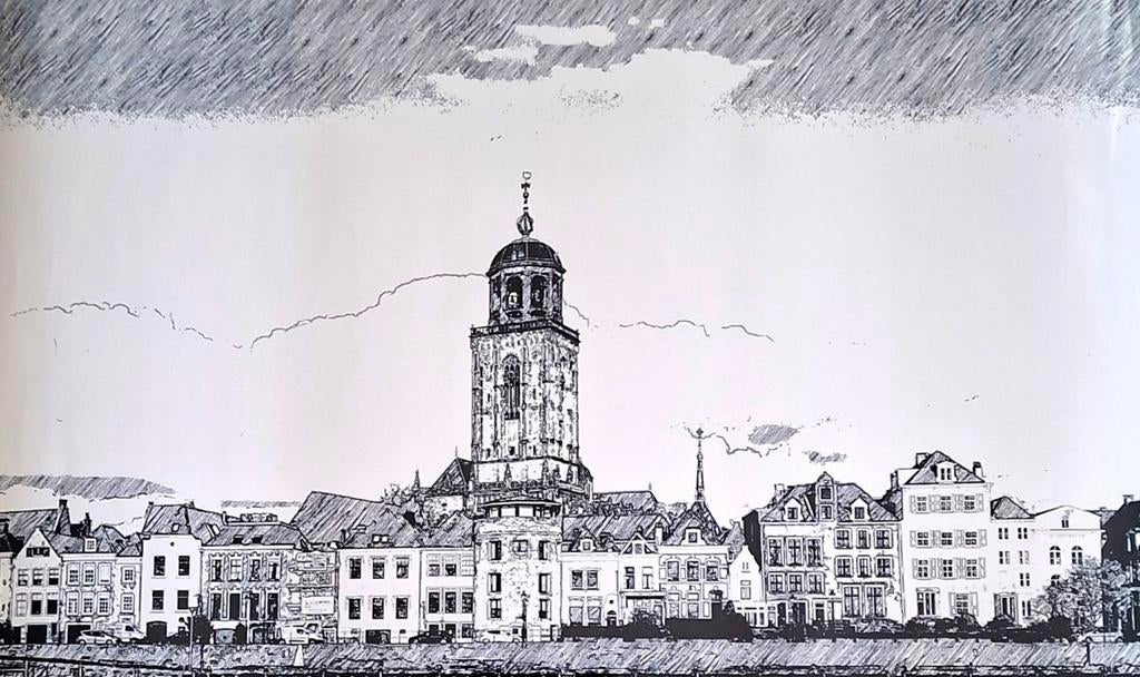 Deventer Skyline Foto - Limited Edition 70 cm bij 50 cm, Antiek en Kunst, Kunst | Tekeningen en Foto's, Ophalen