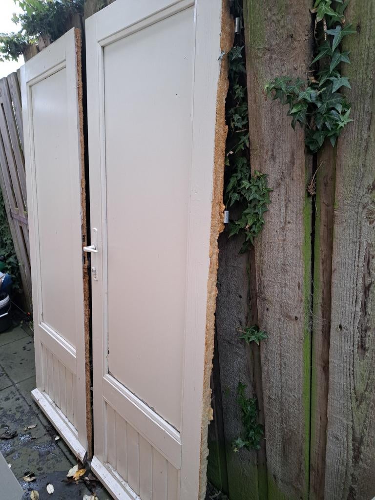 Oude Tuindeuren met Espagnolet, Ophalen, Gebruikt, 200 tot 215 cm, Glas