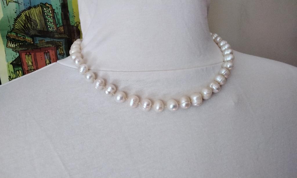 Prachtige Parel Ketting Barok Parels Genuine Pearls, Ophalen, Wit, Zo goed als nieuw, Steen of Mineraal