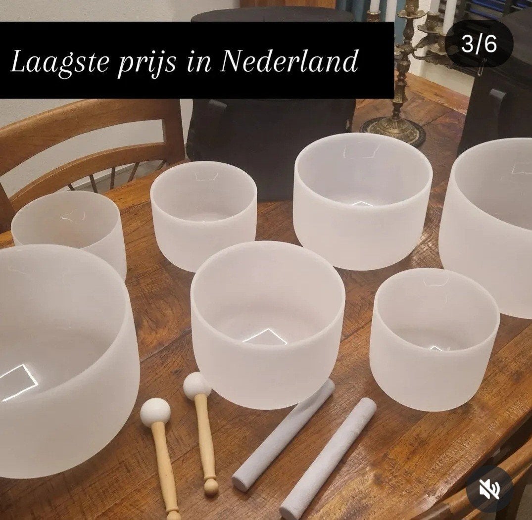 Kristallen klankschalen set 6 chakra's, Ophalen of Verzenden, Melodische percussie