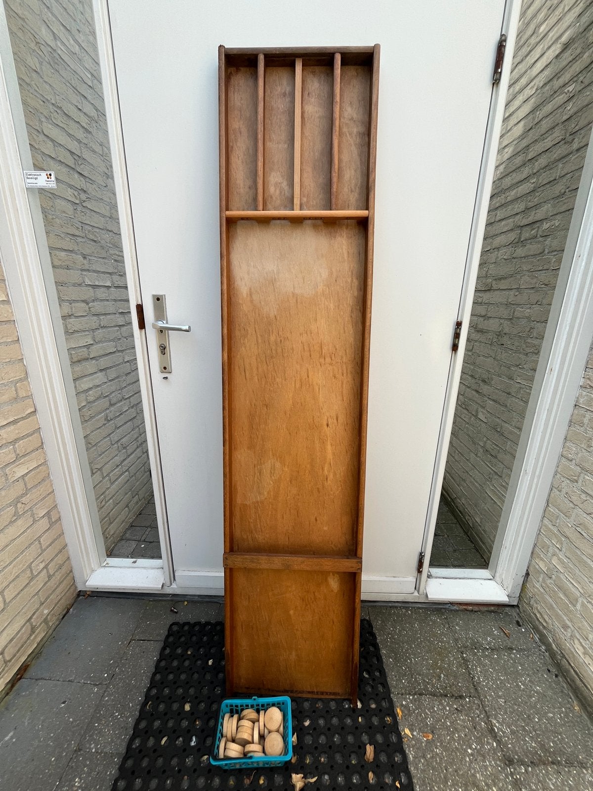Vintage houten sjoelbak met sjoelschijven, Hobby en Vrije tijd, Gezelschapsspellen | Overige, Een of twee spelers, Ophalen, Gebruikt