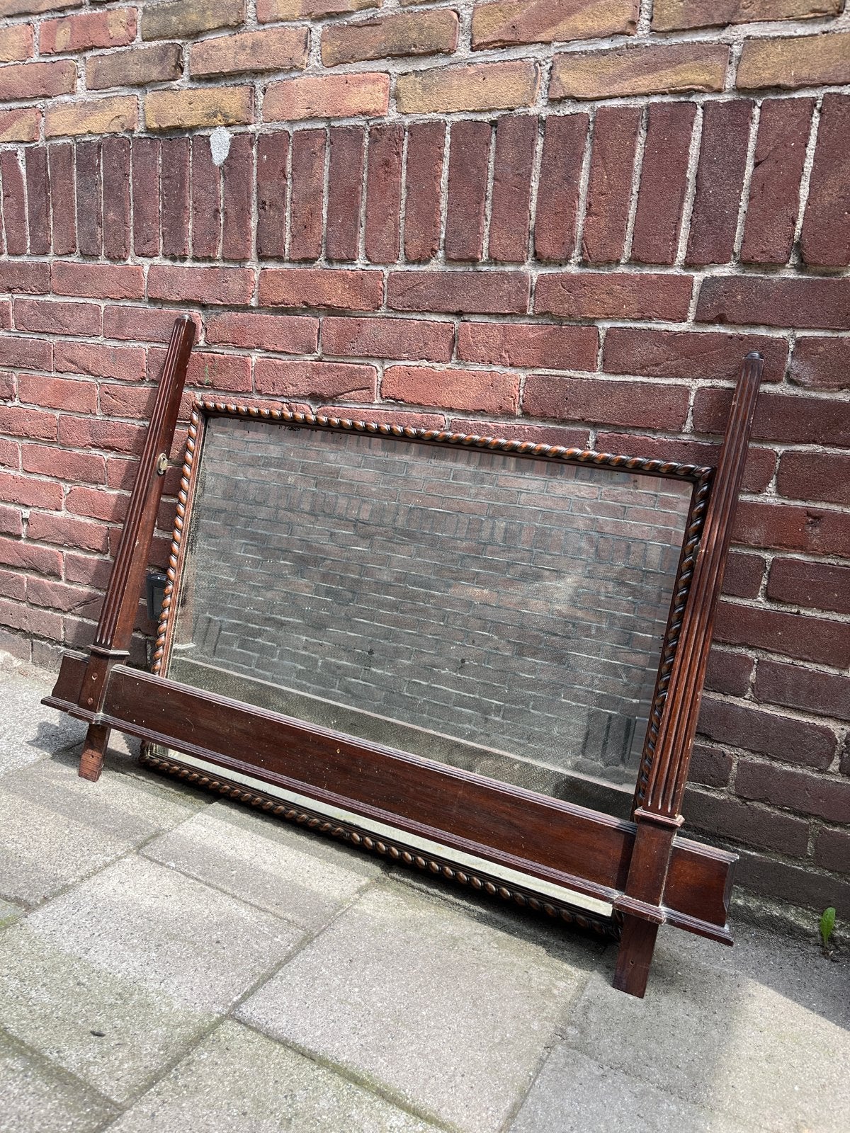 Antieke spiegel voor boven dressoir, Antiek en Kunst, Ophalen, Rechthoekig, 50 tot 100 cm, Minder dan 100 cm