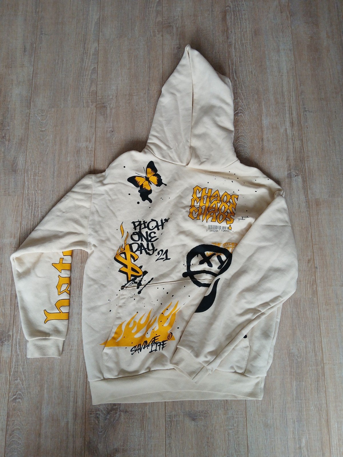 FSBN Oversized Hoodie met Grafische Prints - Maat XS, Ophalen of Verzenden, Zo goed als nieuw, FSBN