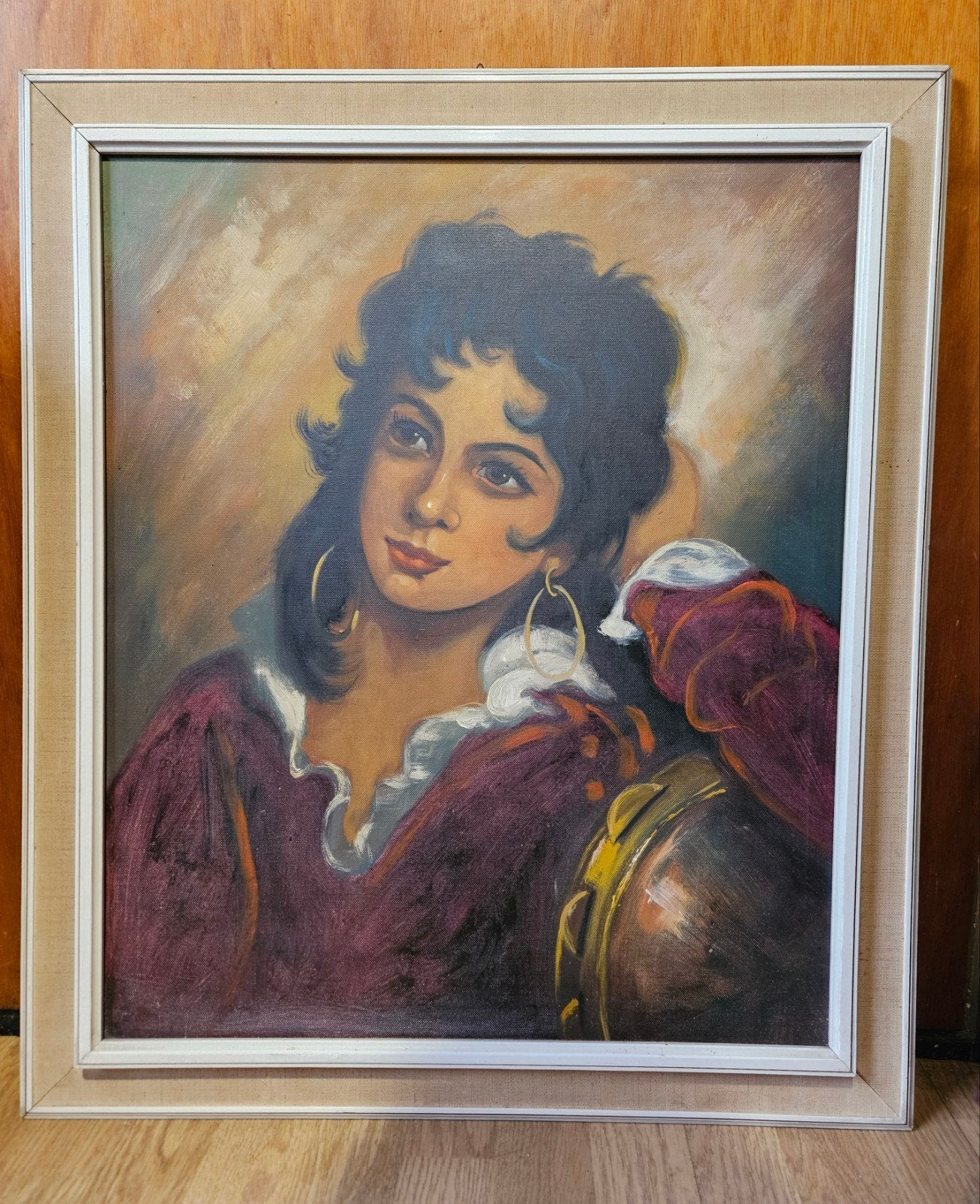 Schilderij zigeunermeisje jaren "60    olieverf op doek, Antiek en Kunst, Ophalen