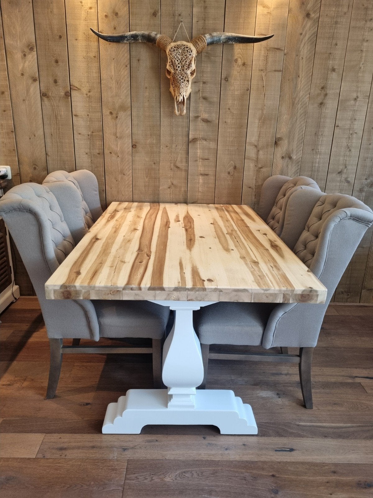 schadevrij! landelijke Kloostertafel eettafel € 399.-, Ophalen of Verzenden, Rechthoekig, 200 cm of meer, 50 tot 100 cm