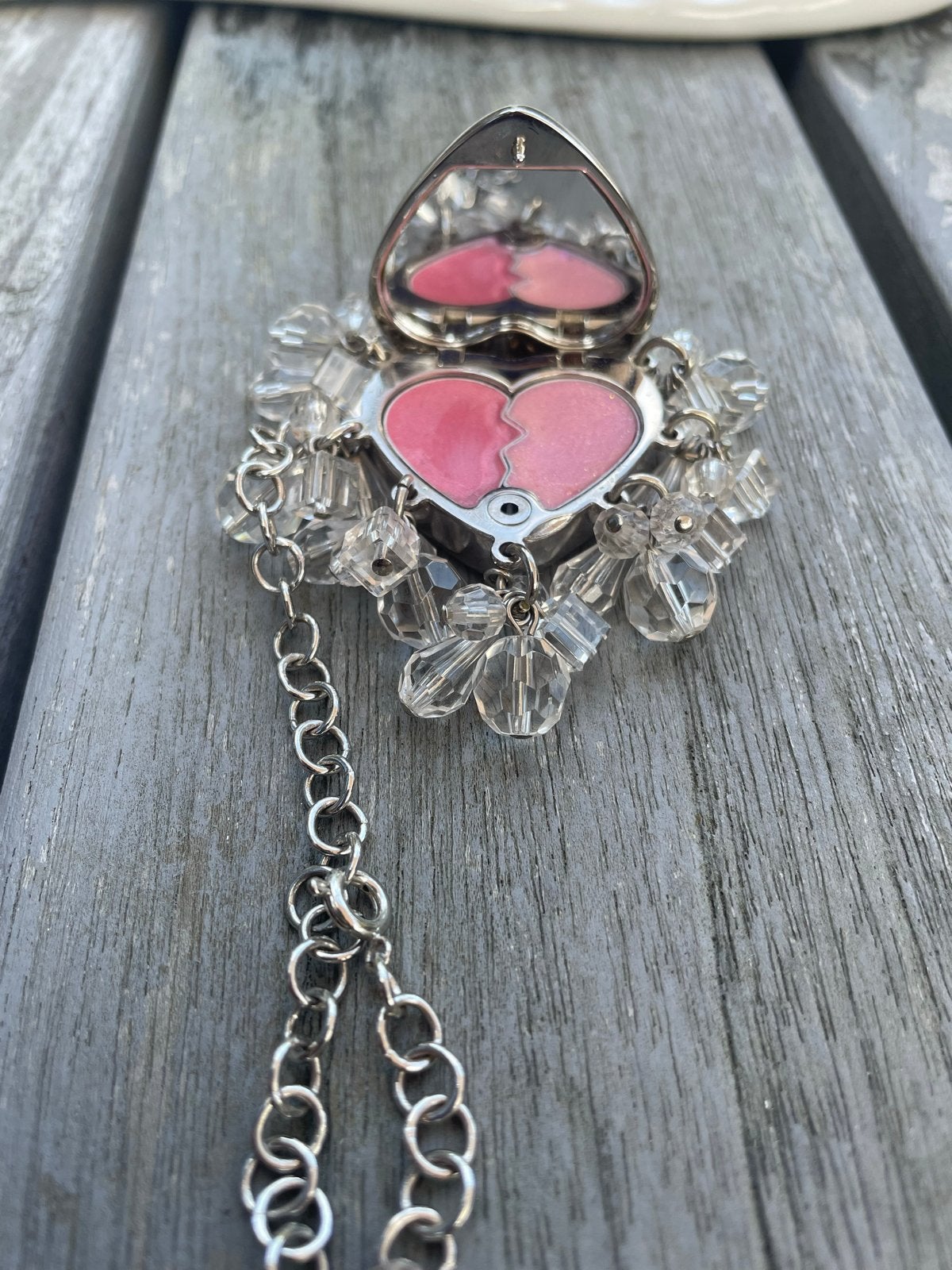 Dior hartvormige medaillon - swarovski kristallen en ketting, Met kristal, Overige materialen, Ophalen of Verzenden, Zo goed als nieuw
