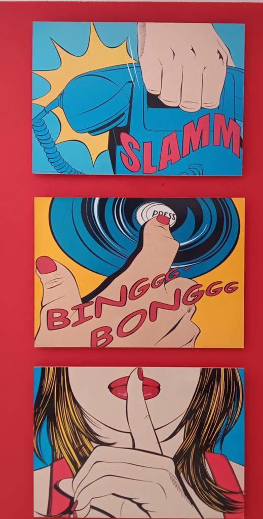 Popart 3-delig serie ontworpen voor IKEA 1999, Gebruikt, Schilderij, Meerkleurig, Papier/karton