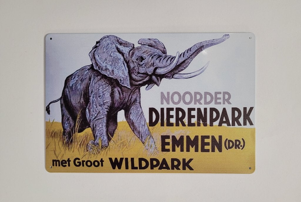 Noorder dierenpark Emmen Olifant reclamebord van metaal deco, Reclamebord, Info@deconoord.nl, Deco Noord, Nieuw