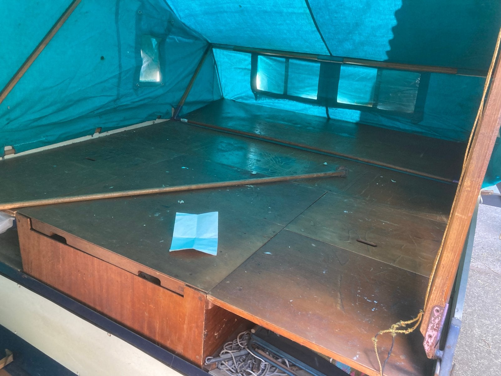 Vintage Vouwwagen - Klaar voor Avontuur!, Caravans en Kamperen, Vouwwagens, Overige merken, tot en met 2, Groen, Aanwezig, Ophalen of Verzenden