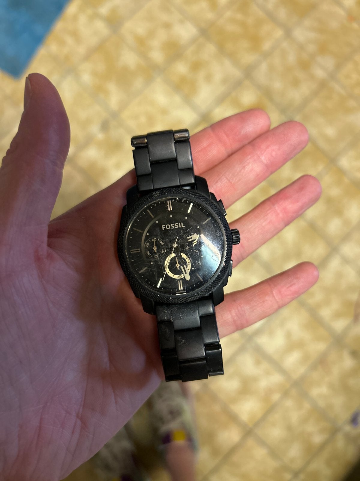 Fossil herenhorloge - Zwart, Overige merken, Gebruikt, Staal, Polshorloge