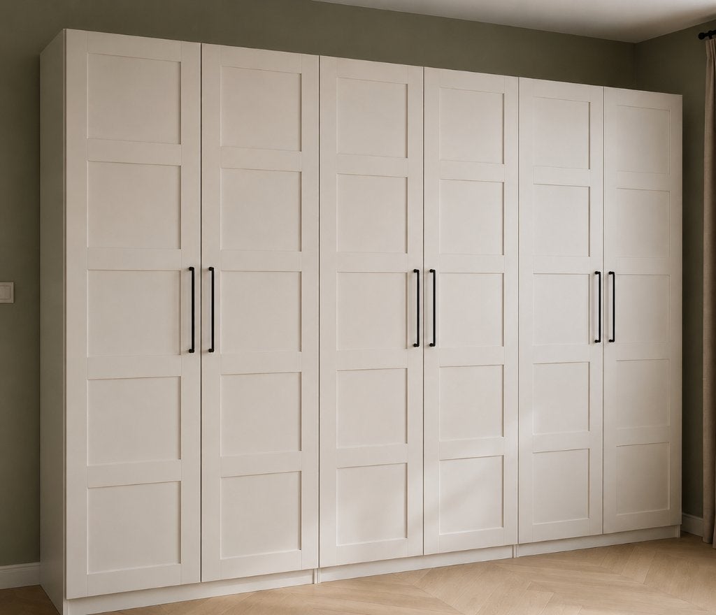 Ikea Pax kast 300 cm 6 deurs wit compleet  Pax kasten 4 stks, 200 cm of meer, Zo goed als nieuw, 200 cm of meer, 50 tot 75 cm