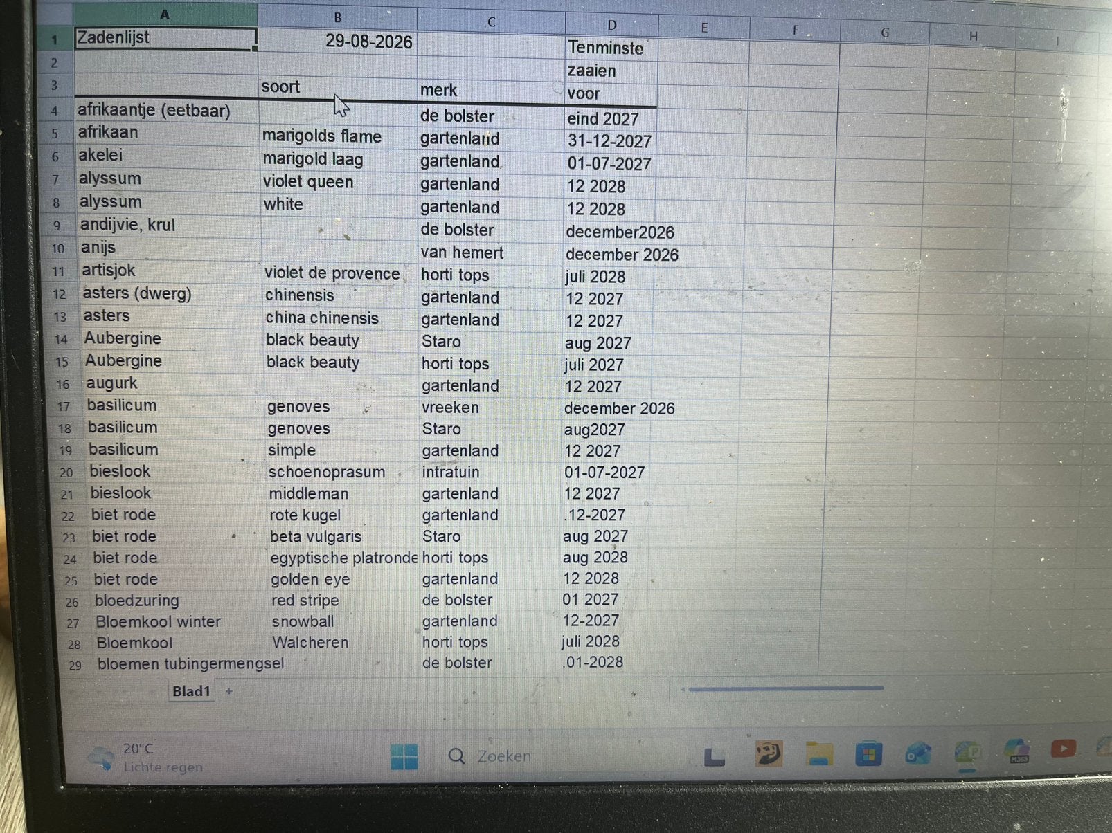 Te koop: Zaden: Moestuin (bio) Groente Kruiden Fruit, Tuin en Terras, Ophalen of Verzenden, Gehele jaar, Volle zon, Zaad