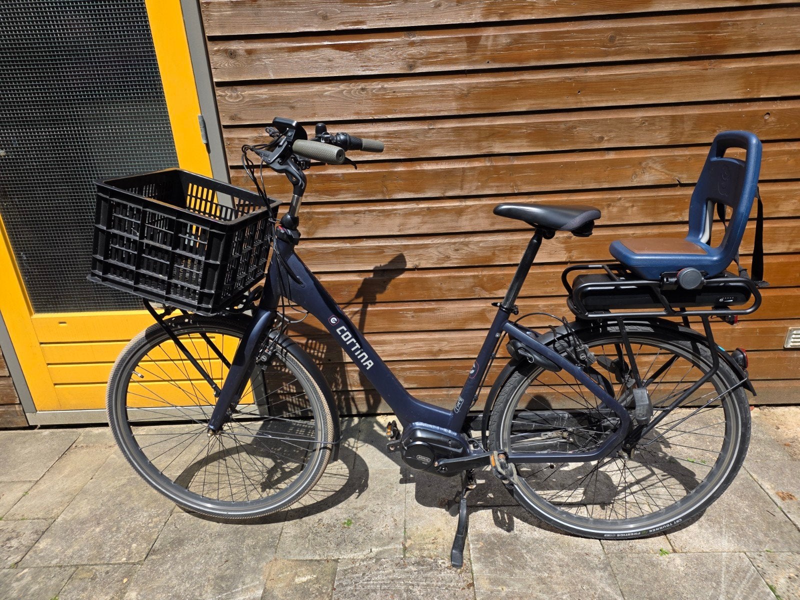 Cortina E-Common Family elektrische fiets | incl. kinderzitj, Fietsen en Brommers, Elektrische fietsen, Gebruikt, Ophalen of Verzenden