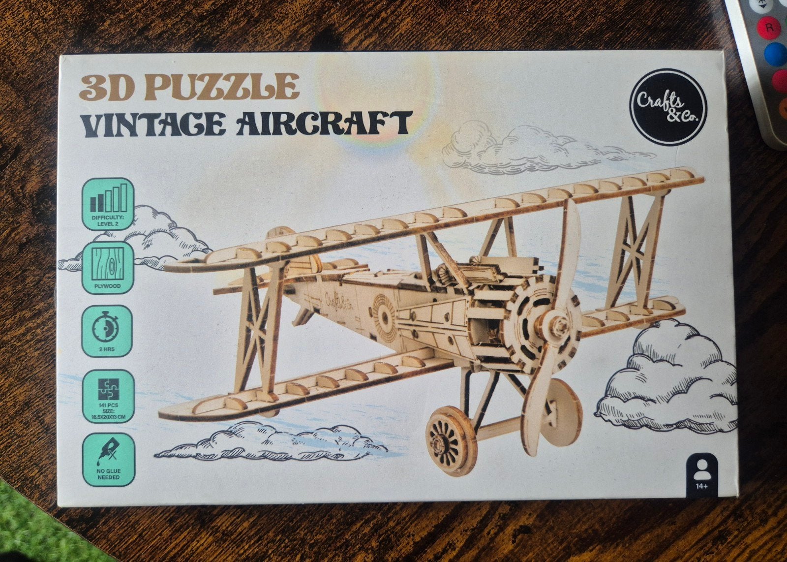 3D Houten Puzzel Vintage Vliegtuig - Crafts & Co, Voertuigen, Nieuw, Educatief, Overige merken
