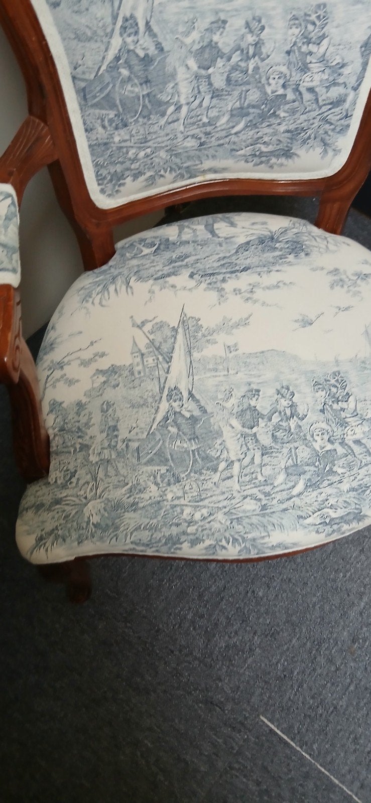 Antieke fauteuil met Toile de Jouy bekleding, Antiek en Kunst, Ophalen