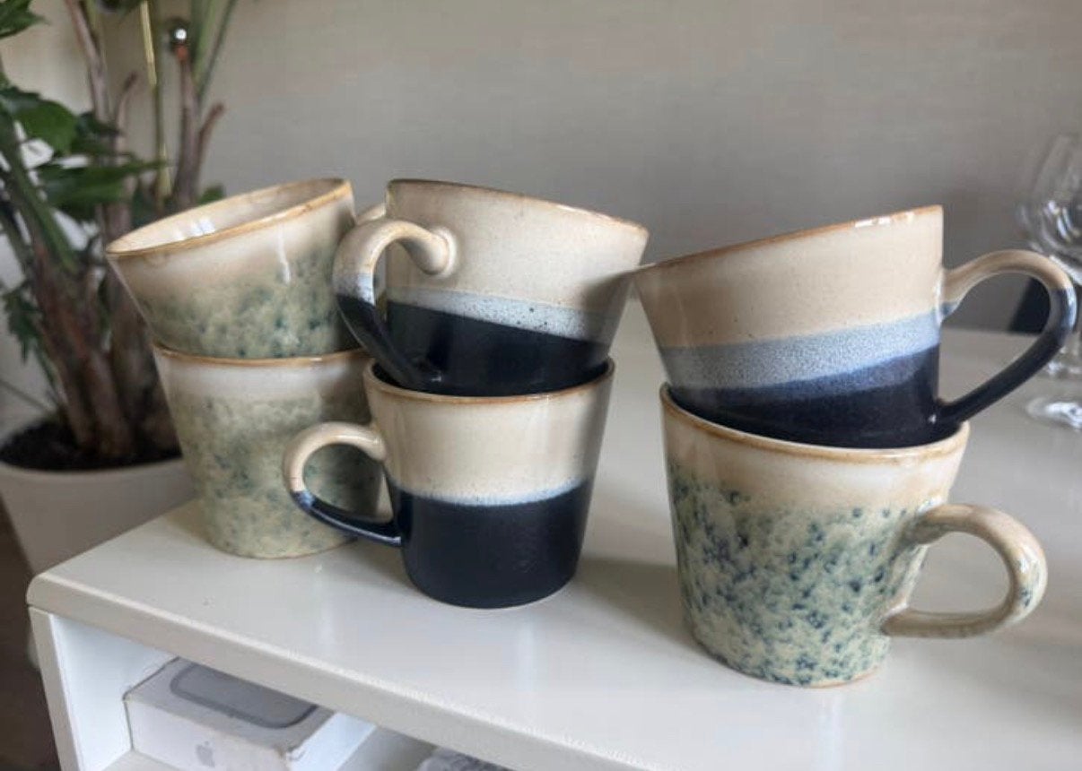 3 mokken HK Living zwart/wit/beige, Ophalen of Verzenden